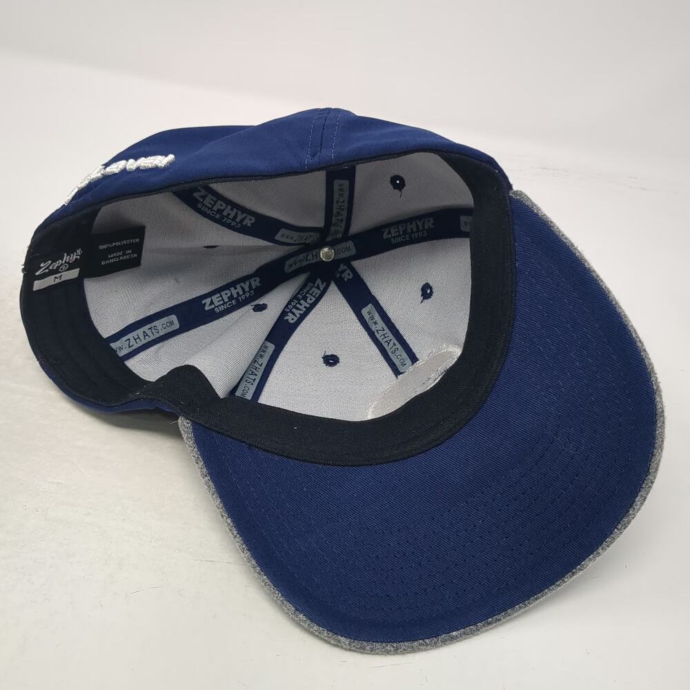 Zephyr Baseball Cap Gray Blue M DeLaval Stretch Fit Heathered Embroidered Hat - Picture 7 of 9